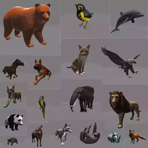 low poly animals turtle 3D Model Collection
