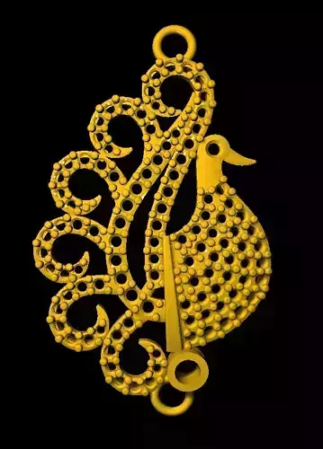 Sidepiece gold peacock pendant
