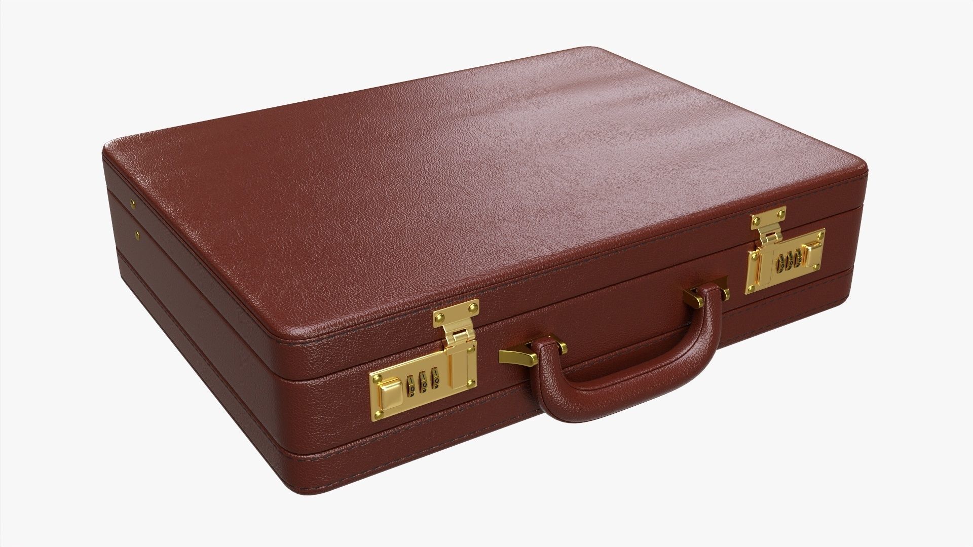 Leather briefcase closed 3D model_1