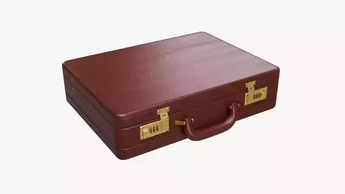 Leather briefcase closed 3D model