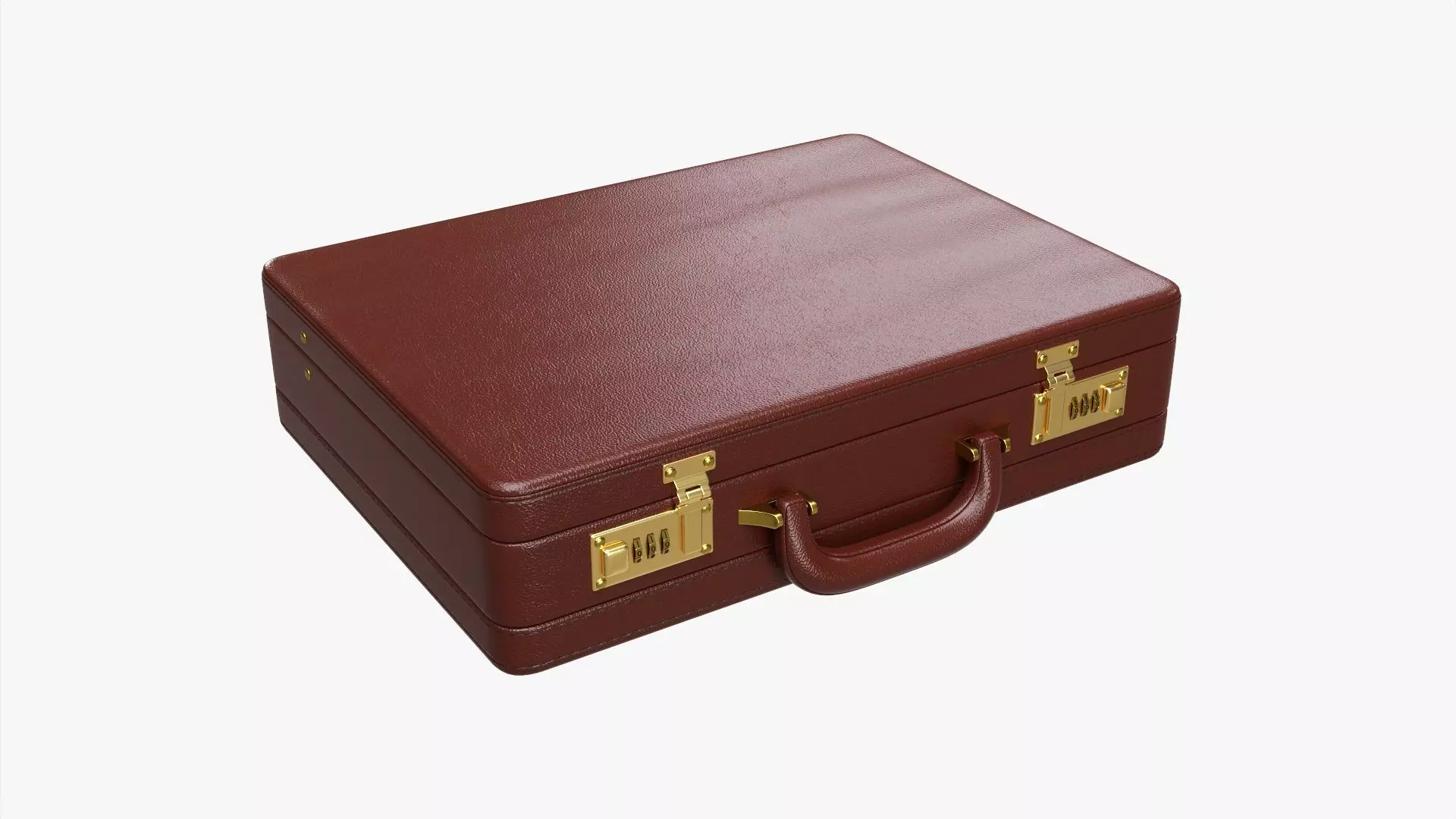 Leather briefcase closed 3D model_0