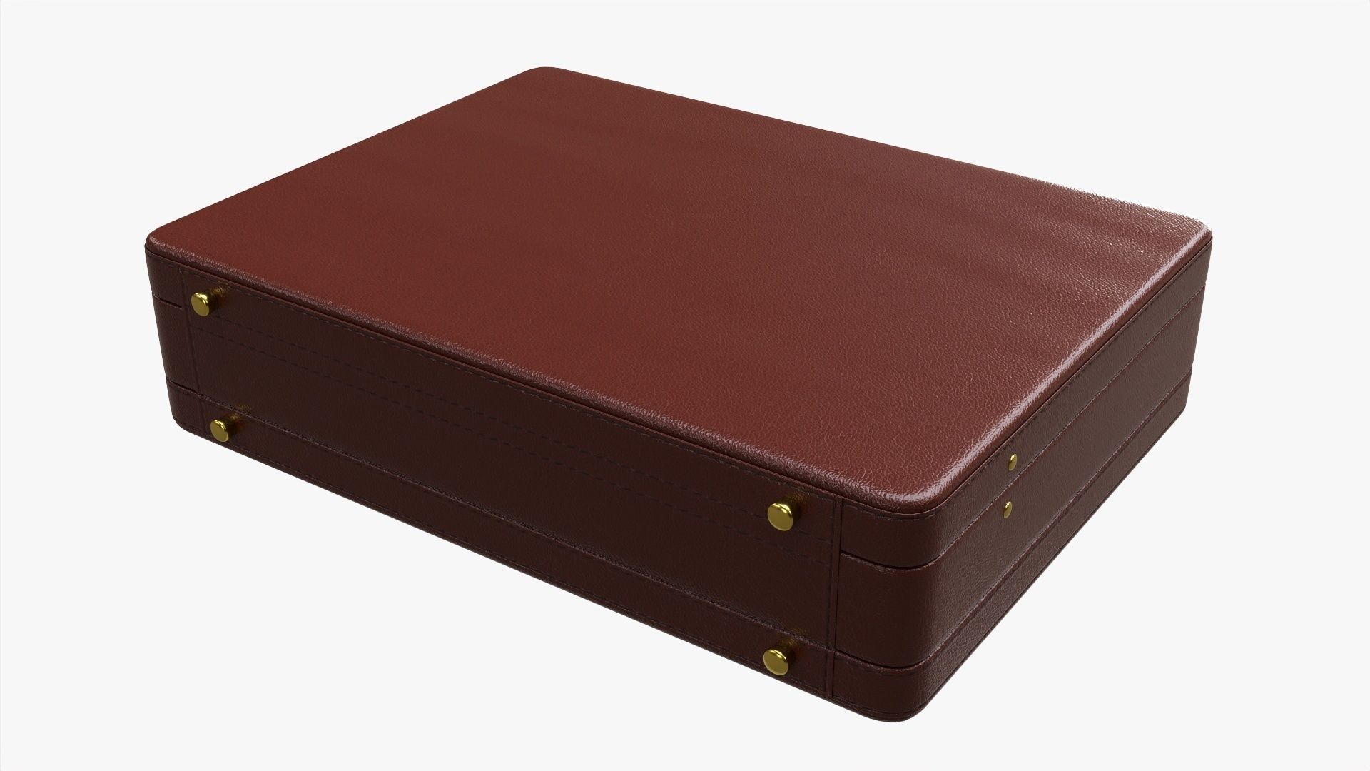 Leather briefcase closed 3D model_2