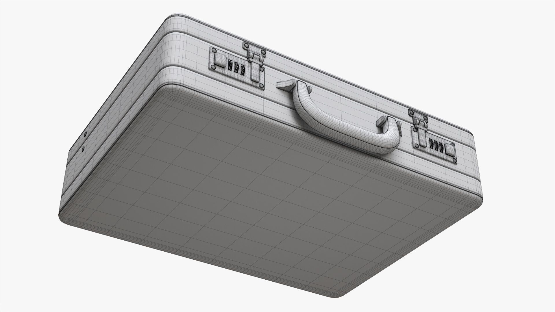 Leather briefcase closed 3D model_9
