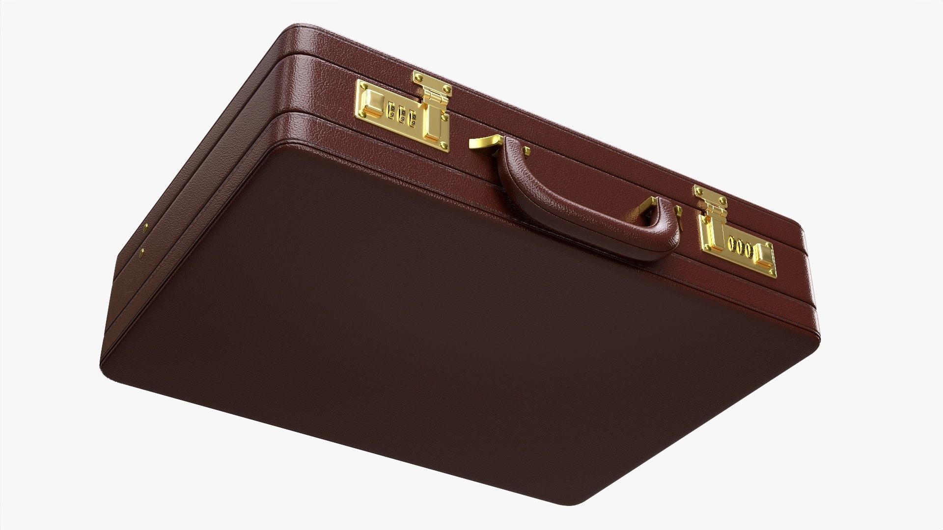 Leather briefcase closed 3D model_4