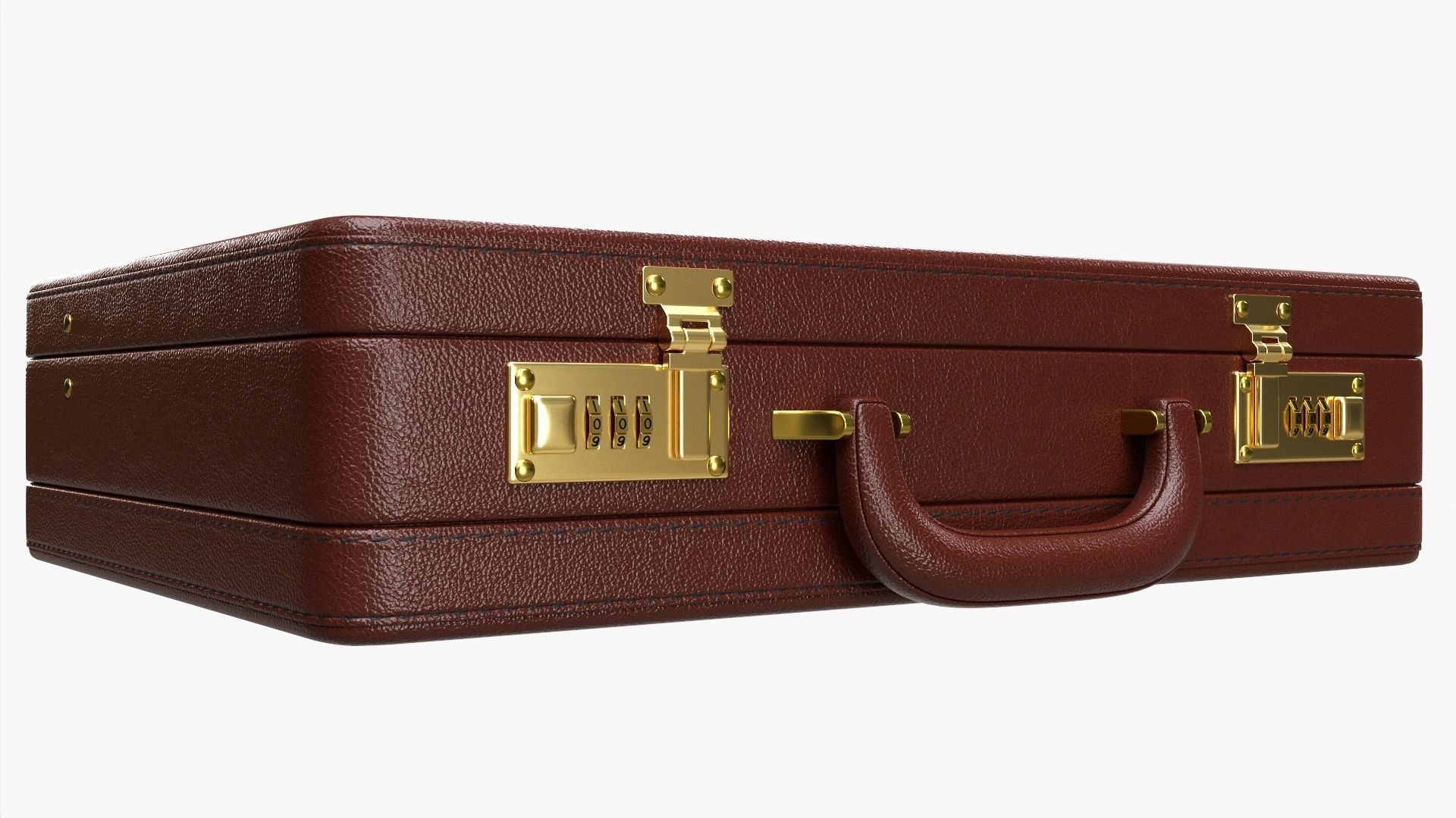 Leather briefcase closed 3D model_3
