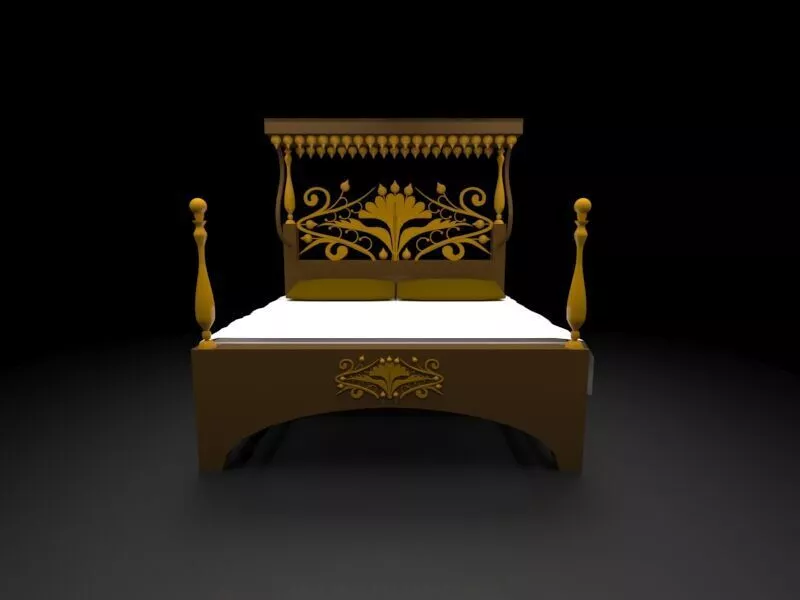 wooden Bedset Low-poly 3D model