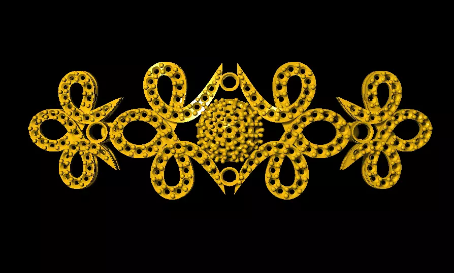 Sidepiece golden brooch 3D print model_0
