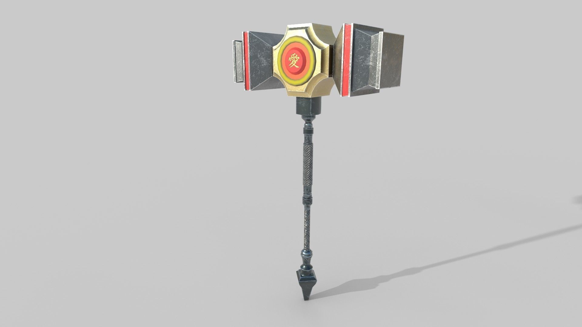Hammer weapon with light Low-poly 3D model_1