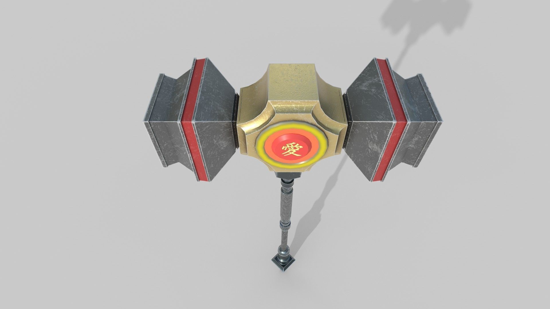Hammer weapon with light Low-poly 3D model_3