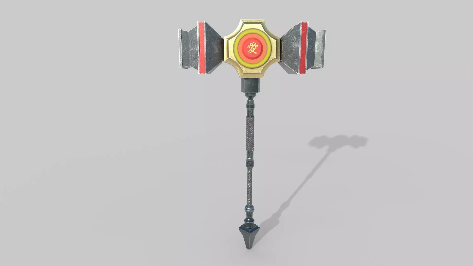 Hammer weapon with light Low-poly 3D model_0
