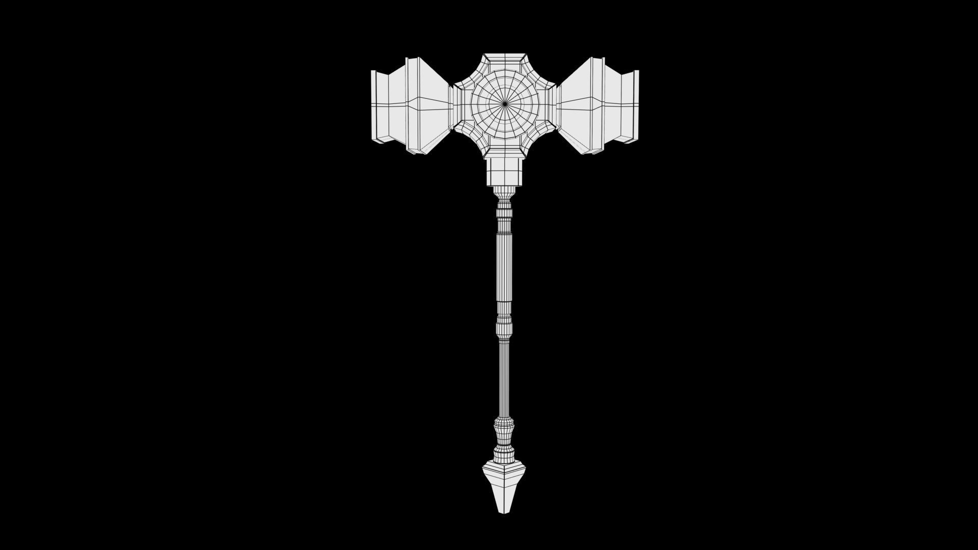 Hammer weapon with light Low-poly 3D model_5