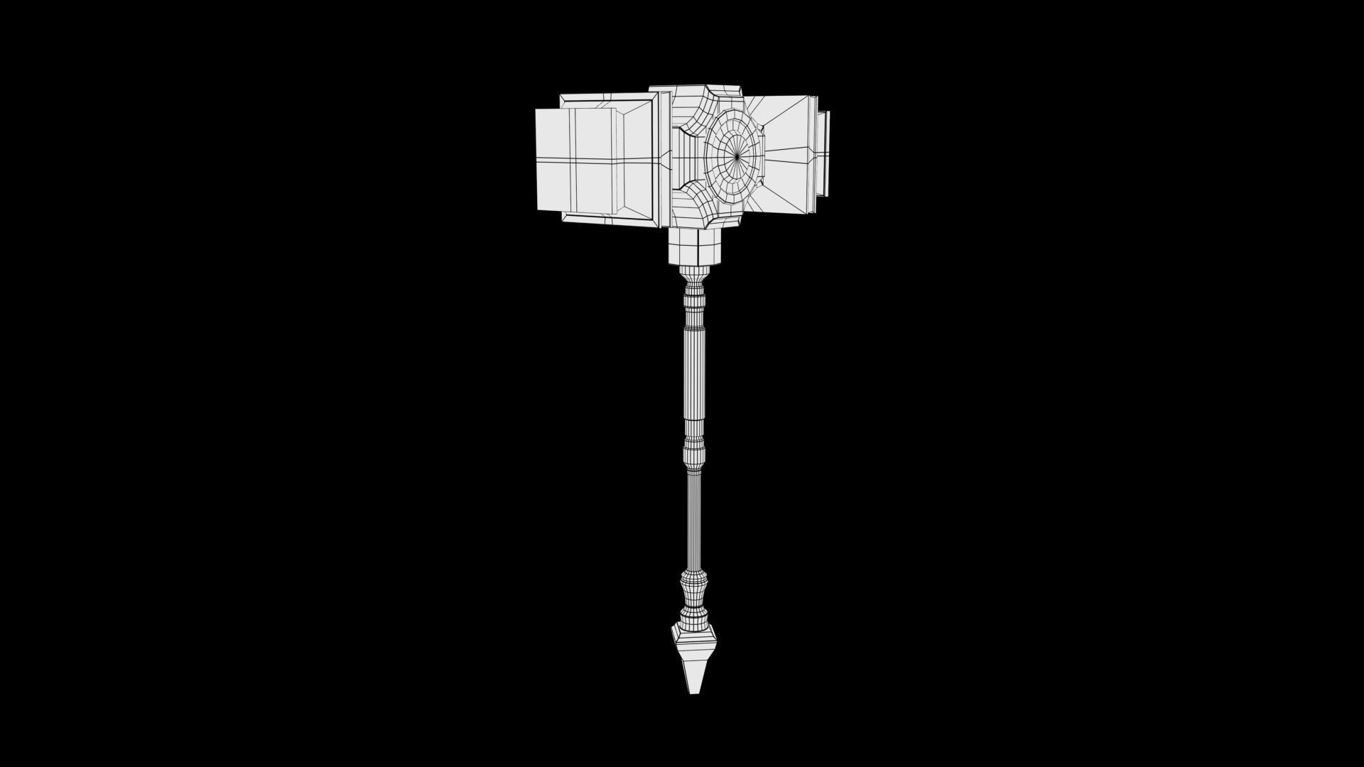 Hammer weapon with light Low-poly 3D model_7