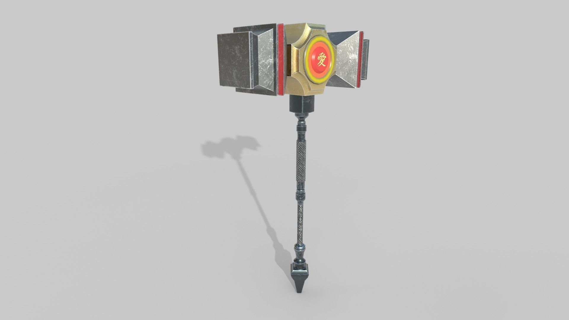 Hammer weapon with light Low-poly 3D model_2