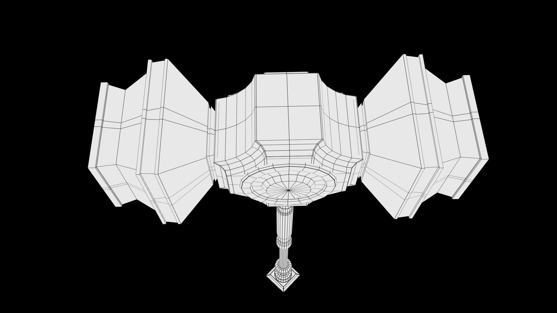 Hammer weapon with light Low-poly 3D model_9