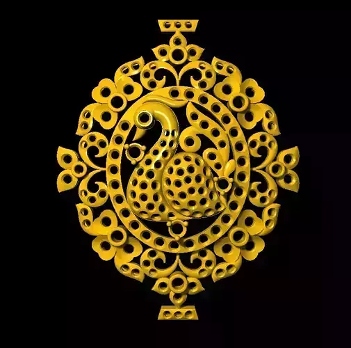 Sidepiece ornate gold pendant