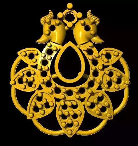 Sidepiece ornate gold pendant
