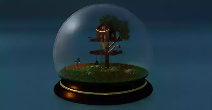 Tree house in globe show piece For NFT