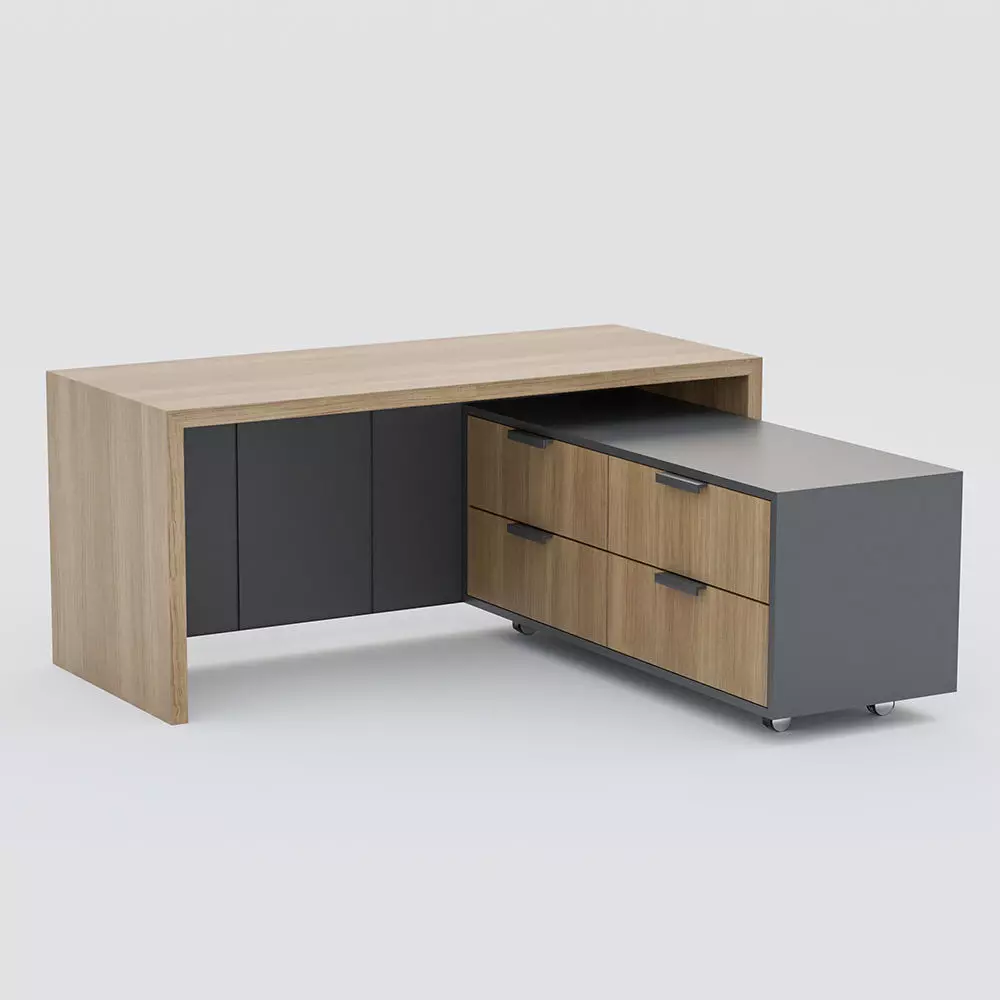 Office Desk with Storage Low-poly 3D model_0