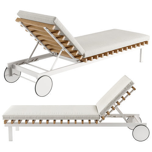 Blu Dot Perch Outdoor Sun Lounger and Ottoman 3D model