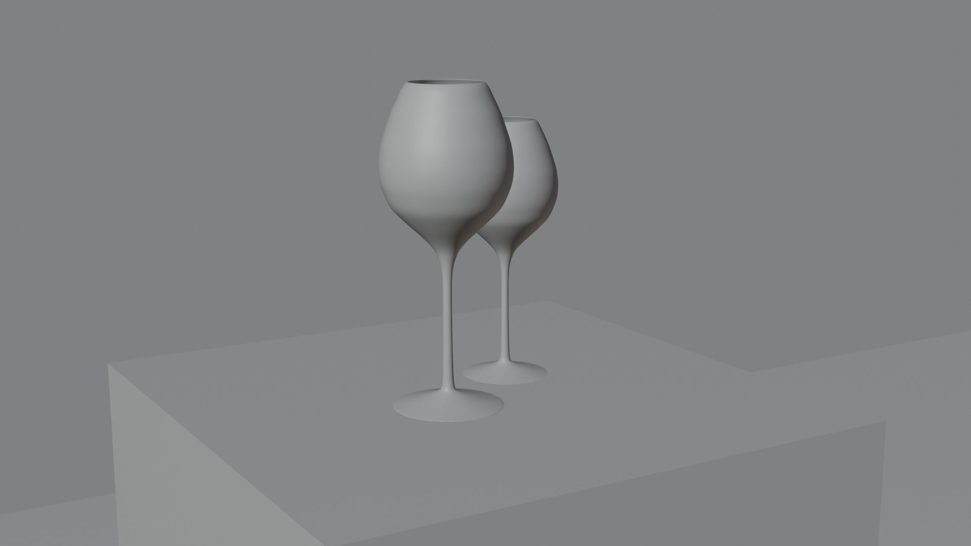 3D GLASS two wine glasses on cube 3D model_3