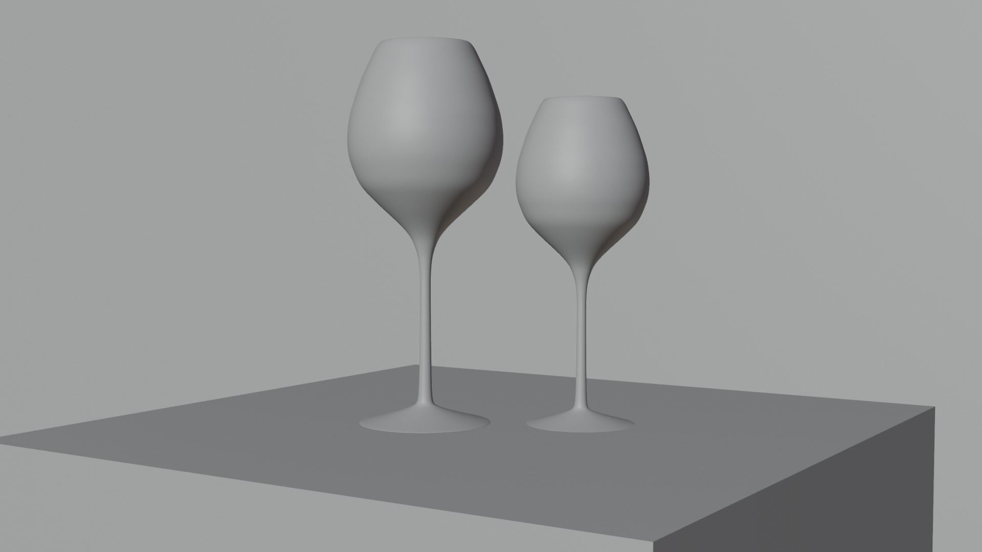 3D GLASS two wine glasses on cube 3D model_4
