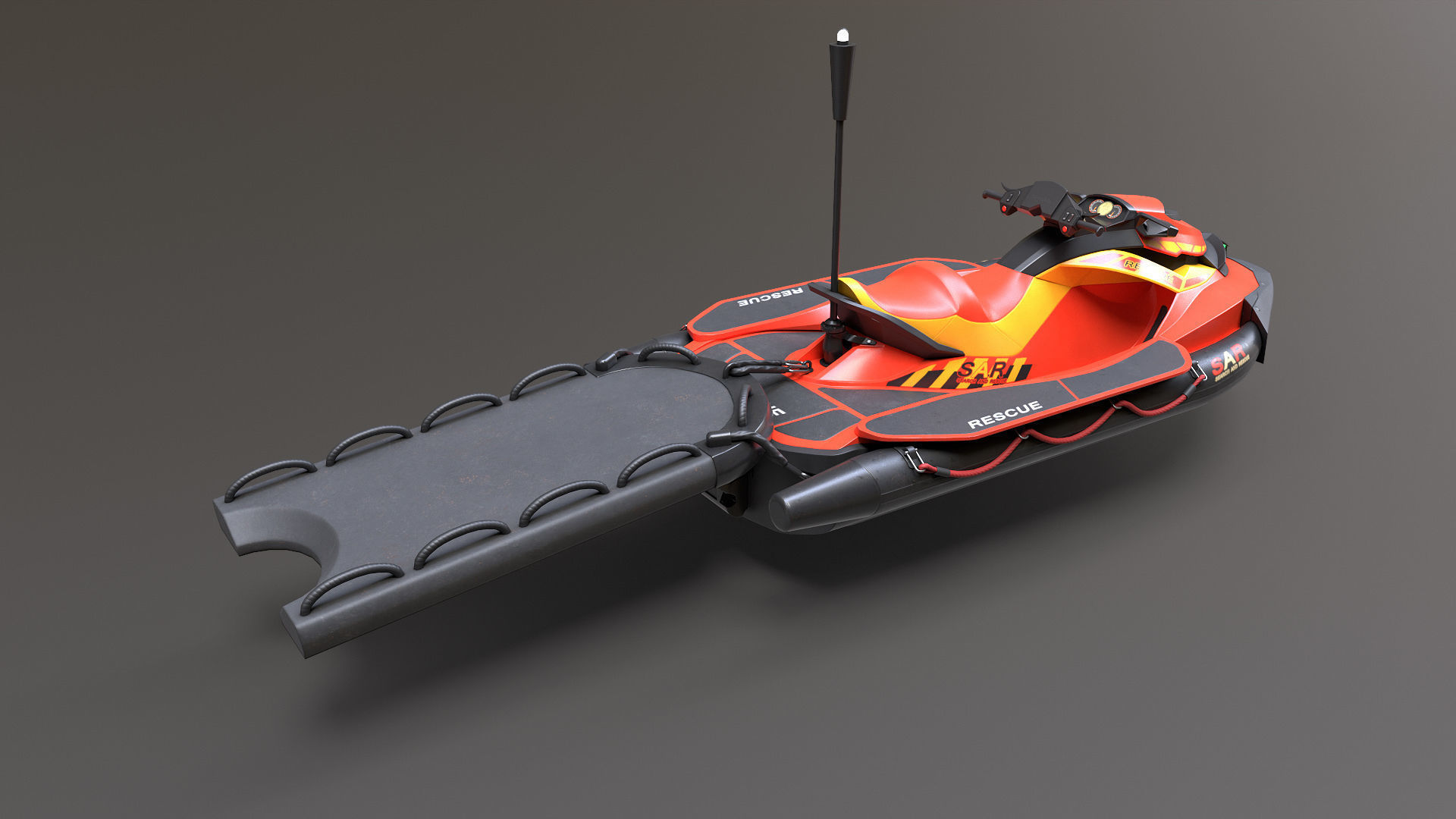 Lifeguard Watercraft Low-poly 3D model_4