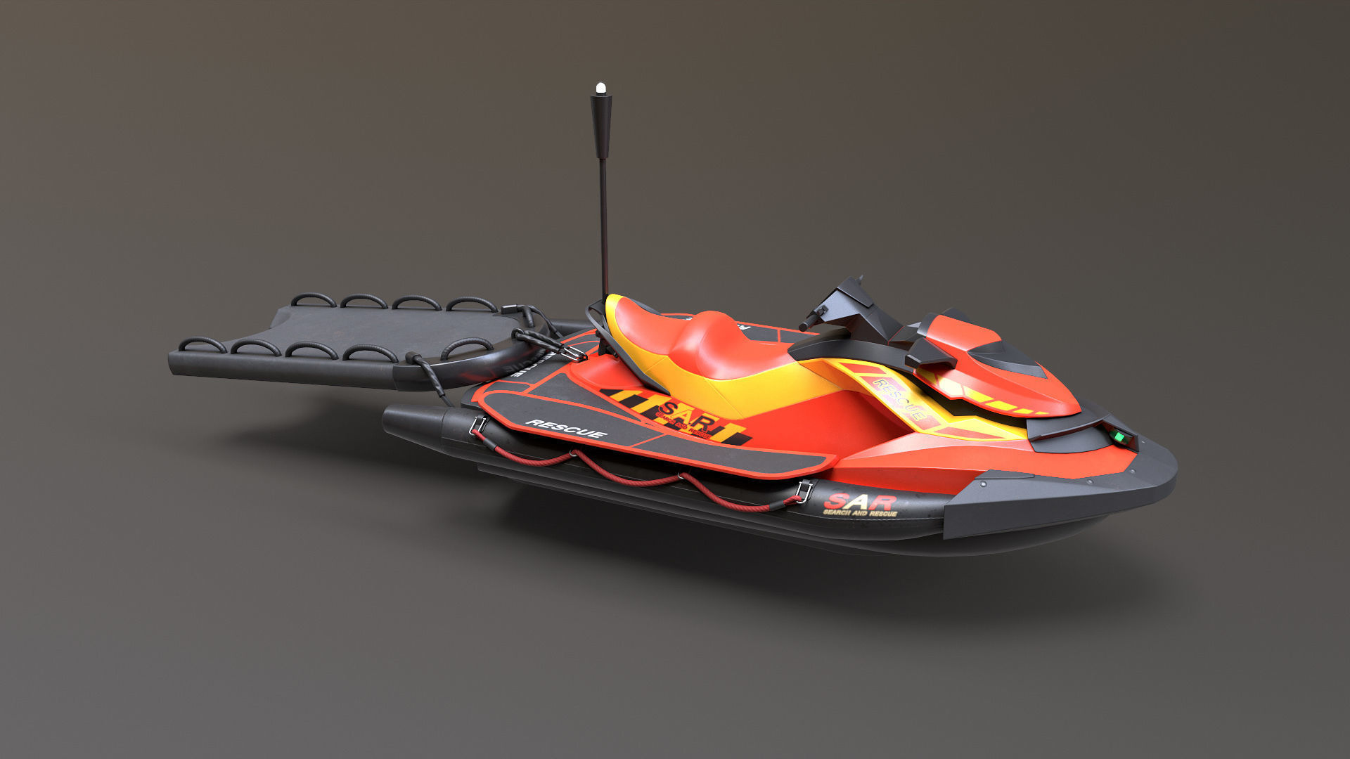 Lifeguard Watercraft Low-poly 3D model_3