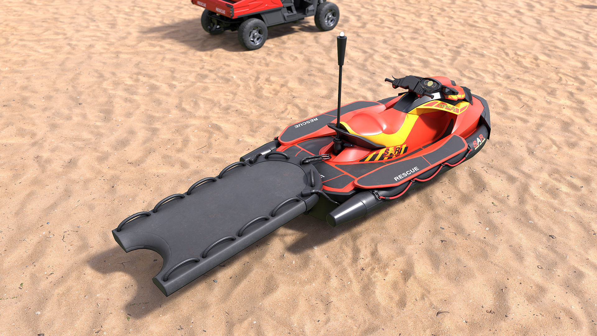 Lifeguard Watercraft Low-poly 3D model_12