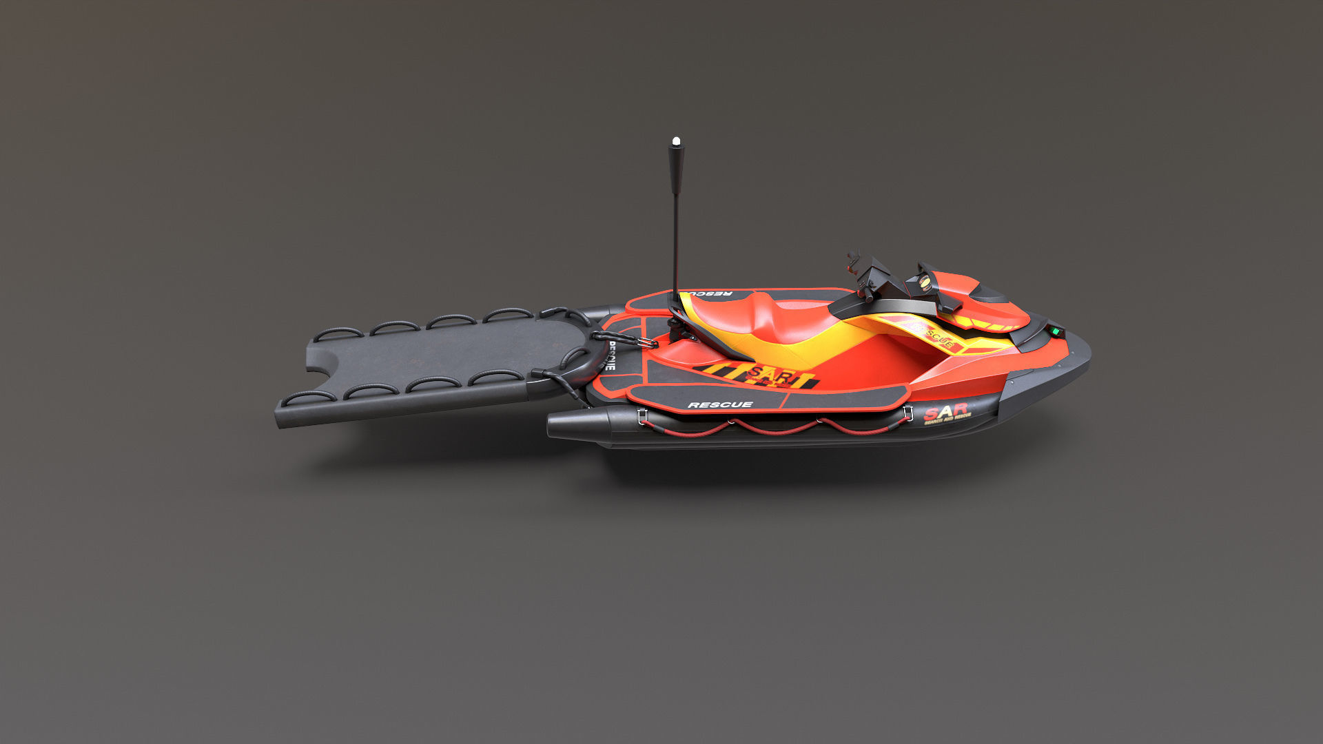 Lifeguard Watercraft Low-poly 3D model_7