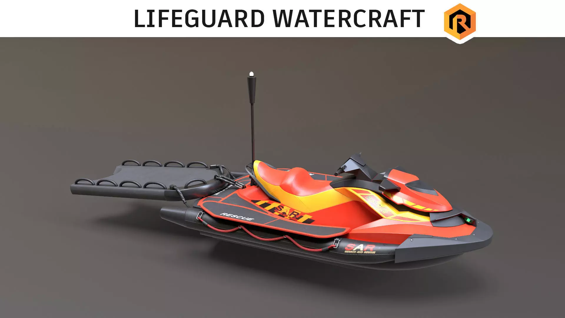 Lifeguard Watercraft Low-poly 3D model_0