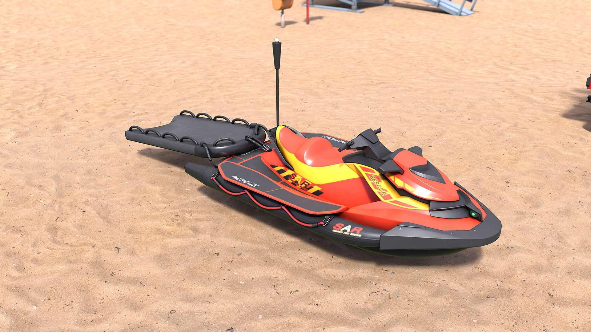 Lifeguard Watercraft Low-poly 3D model_11