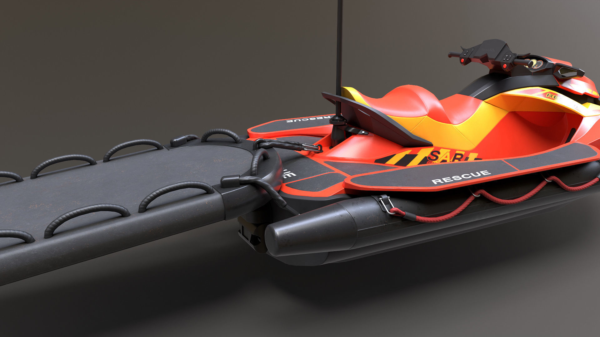 Lifeguard Watercraft Low-poly 3D model_10