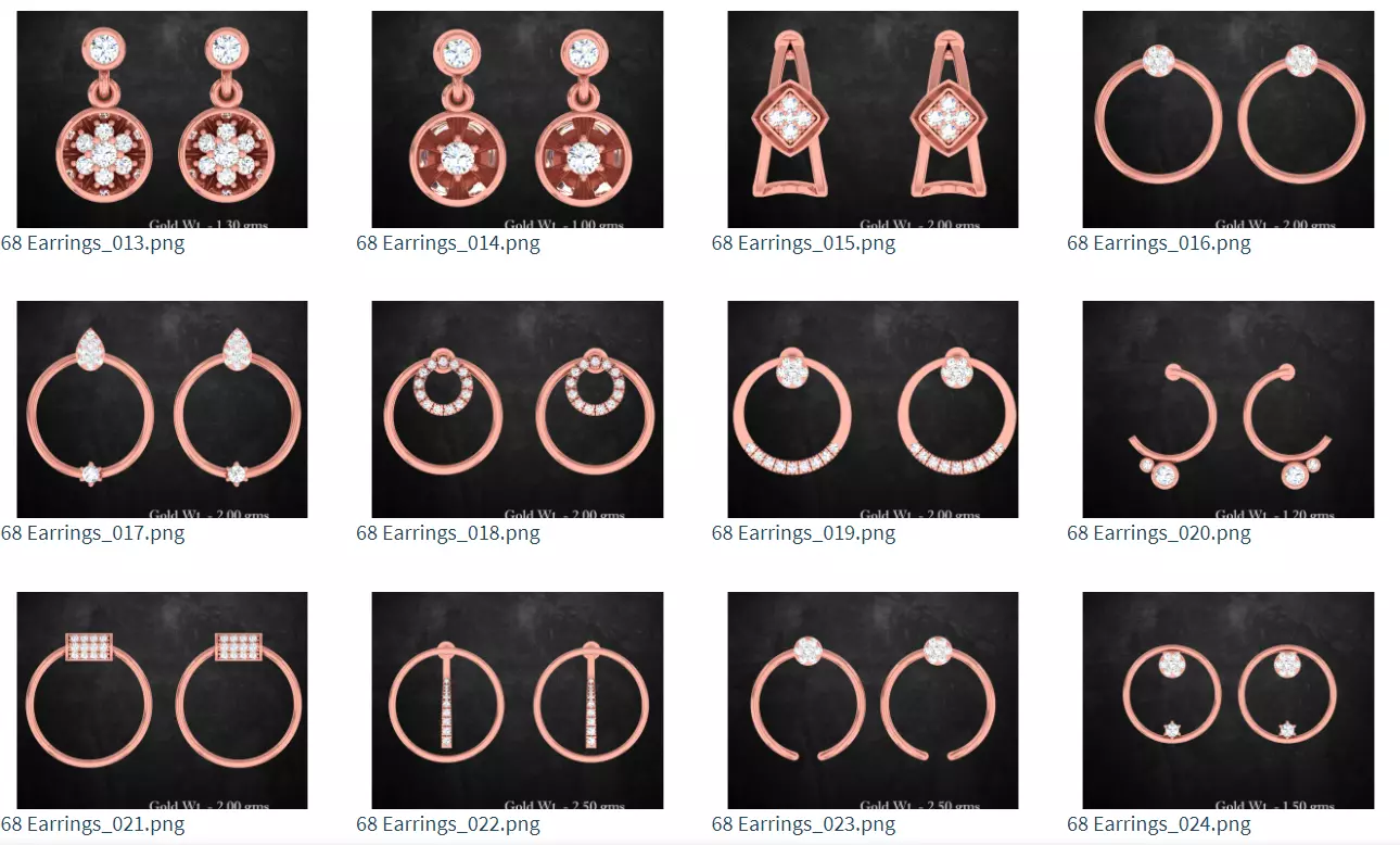 68 Light wt minimalistic earrings collection 3D print model