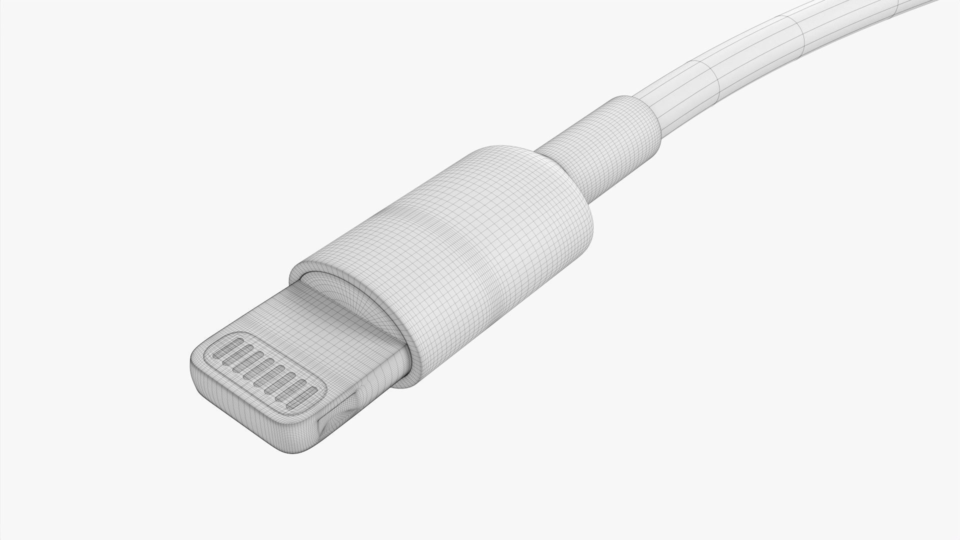 Black Lightning cable double sided 3D model_7