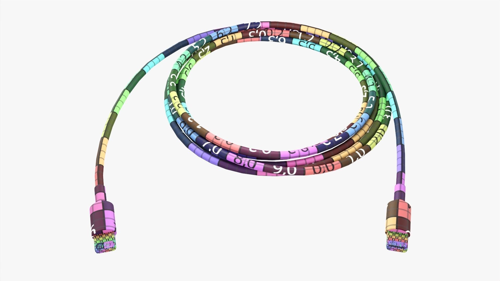 Black Lightning cable double sided 3D model_9