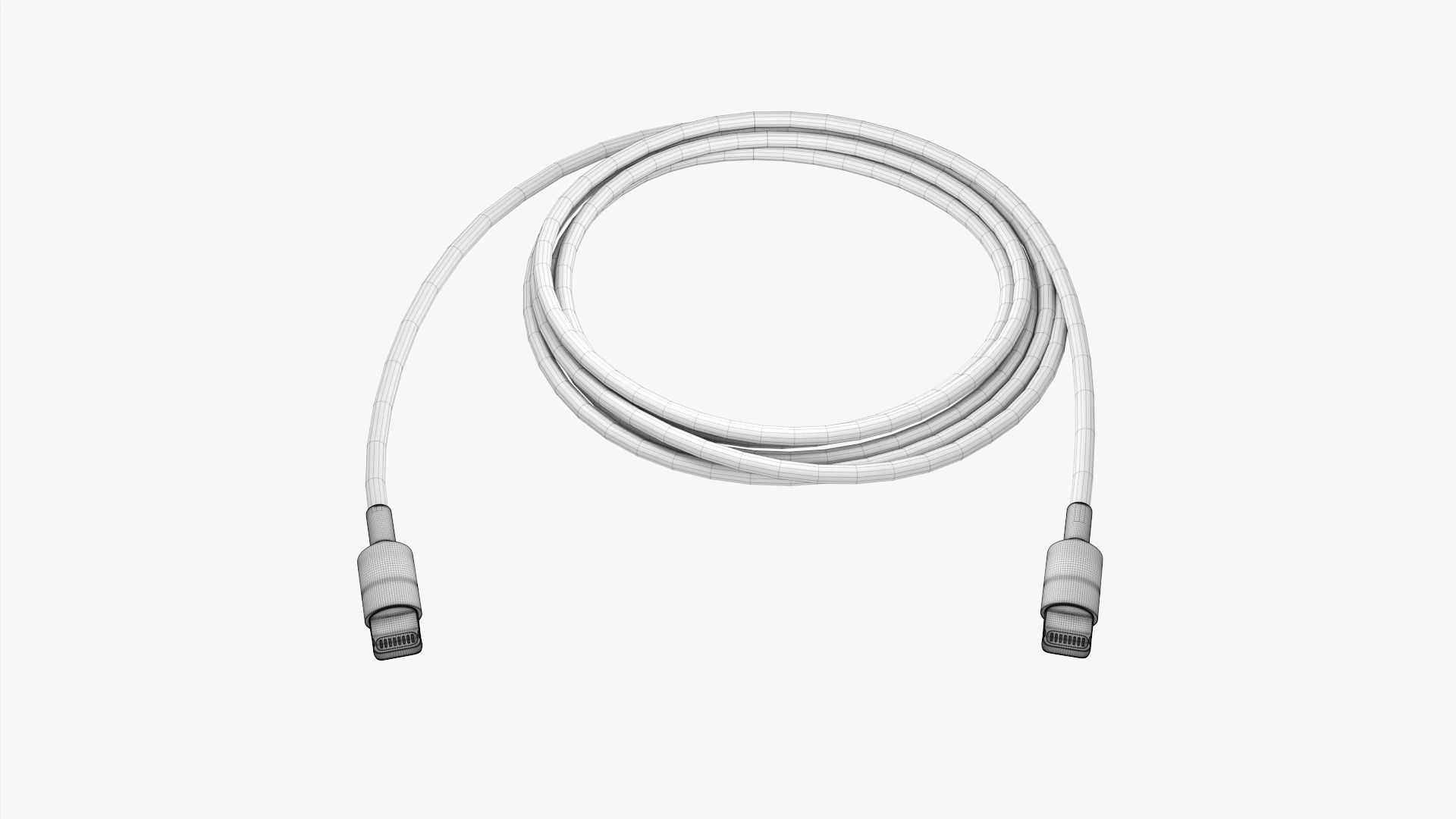 Black Lightning cable double sided 3D model_6