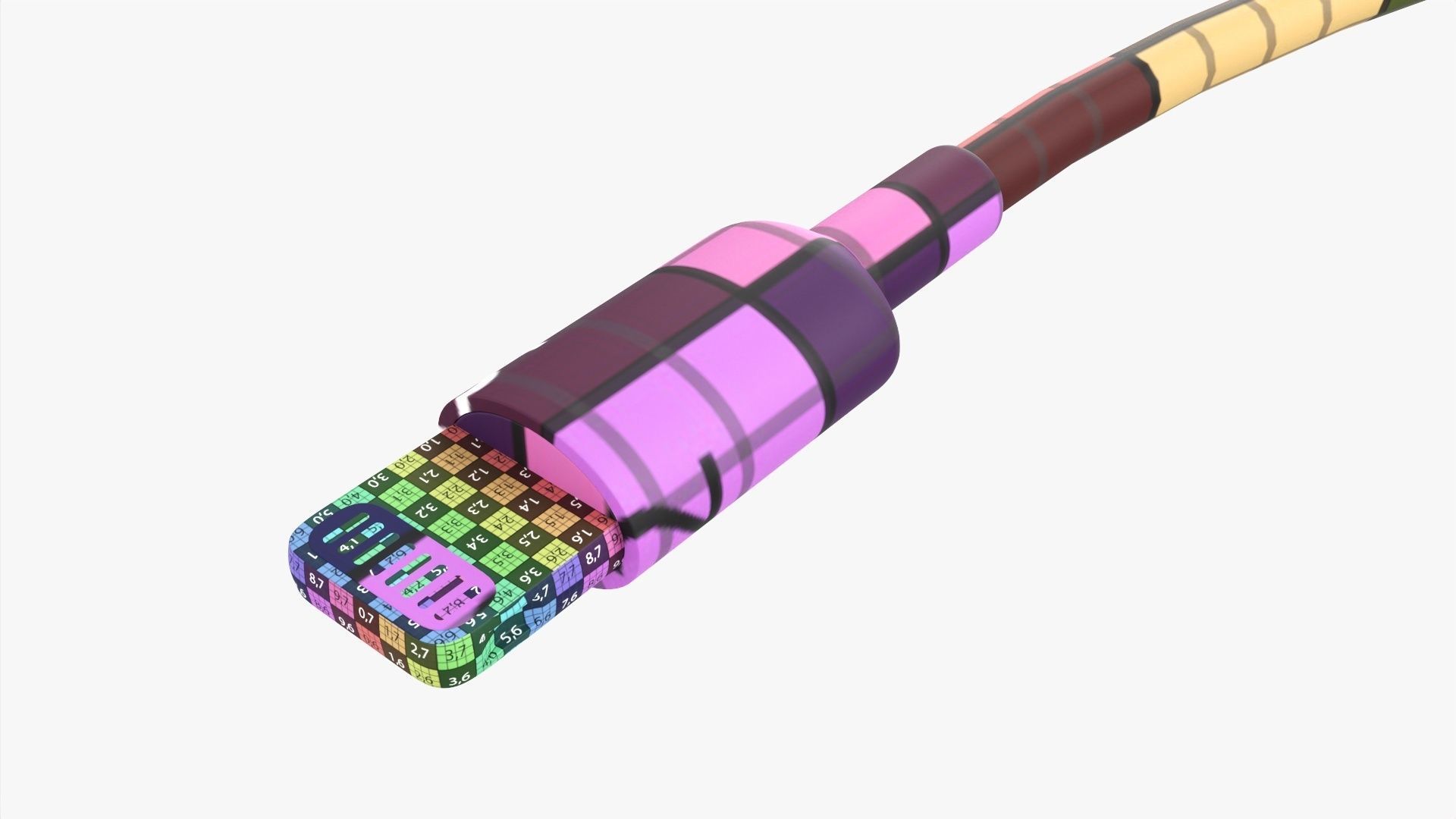 Black Lightning cable double sided 3D model_8