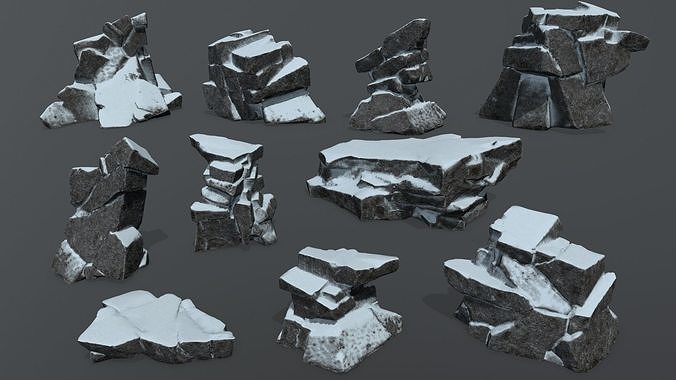 snow rocks Low-poly 3D model