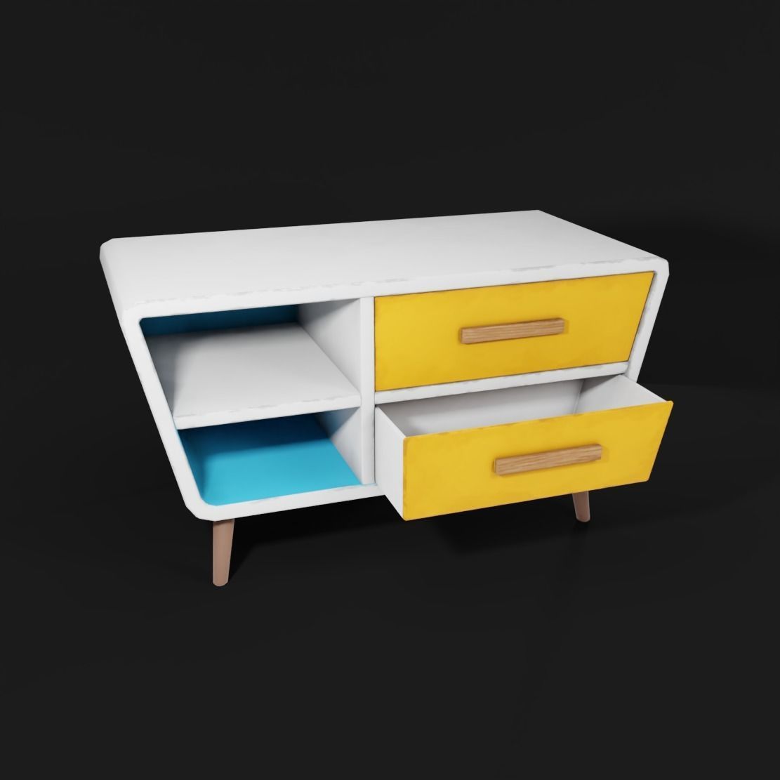 Stylized Drawer Low-poly 3D model_2