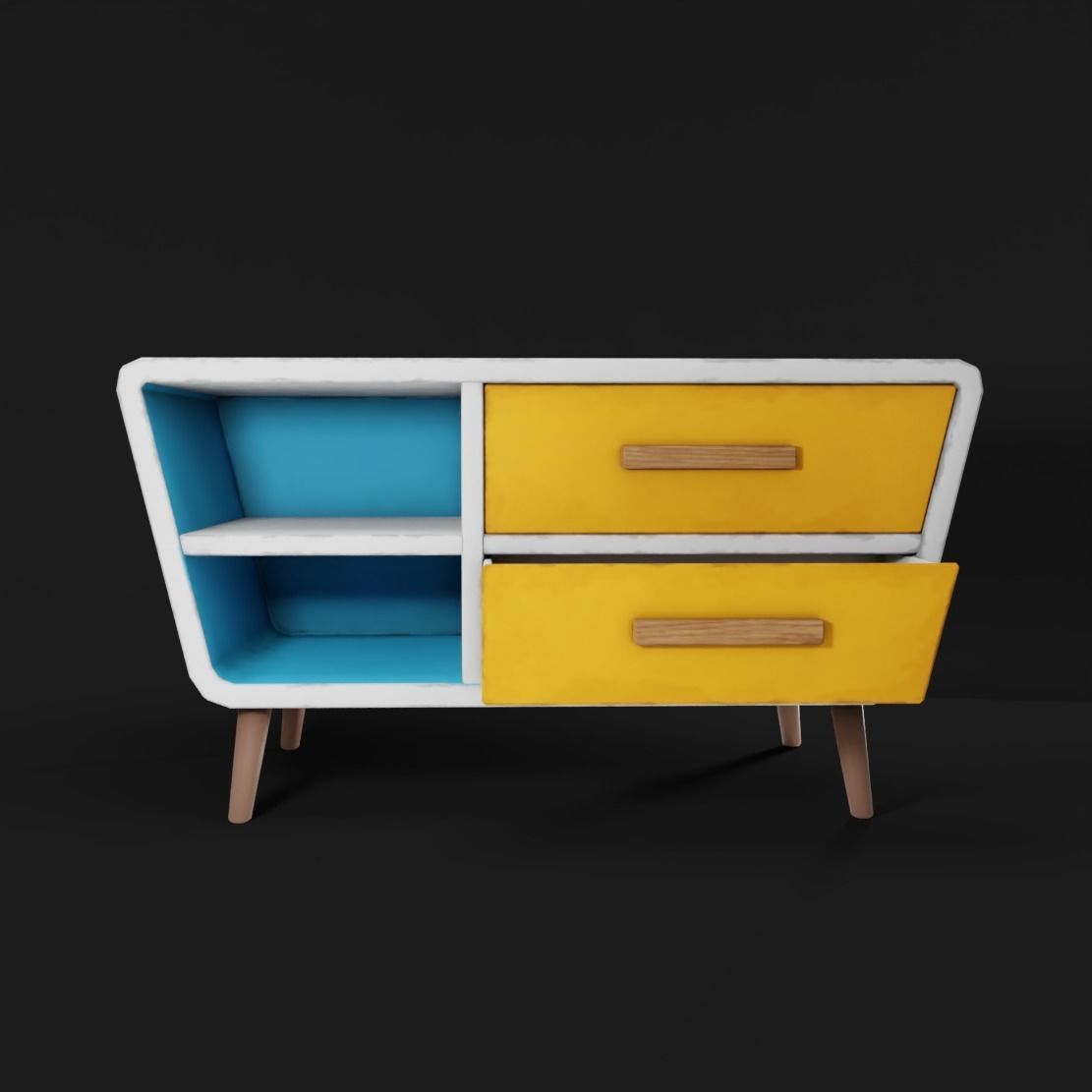 Stylized Drawer Low-poly 3D model_4