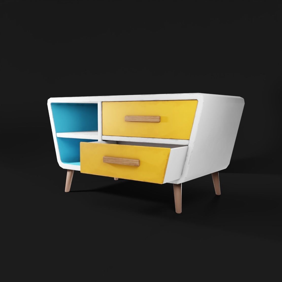 Stylized Drawer Low-poly 3D model_1