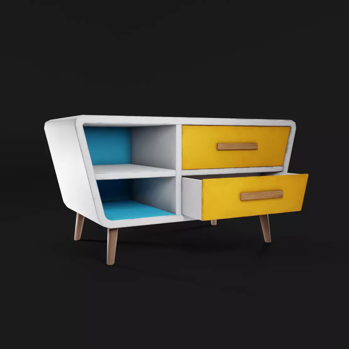 Stylized Drawer Low-poly 3D model_0