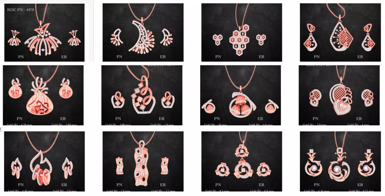 22 Italian High Jewelry Pendant earrings set 3D print model