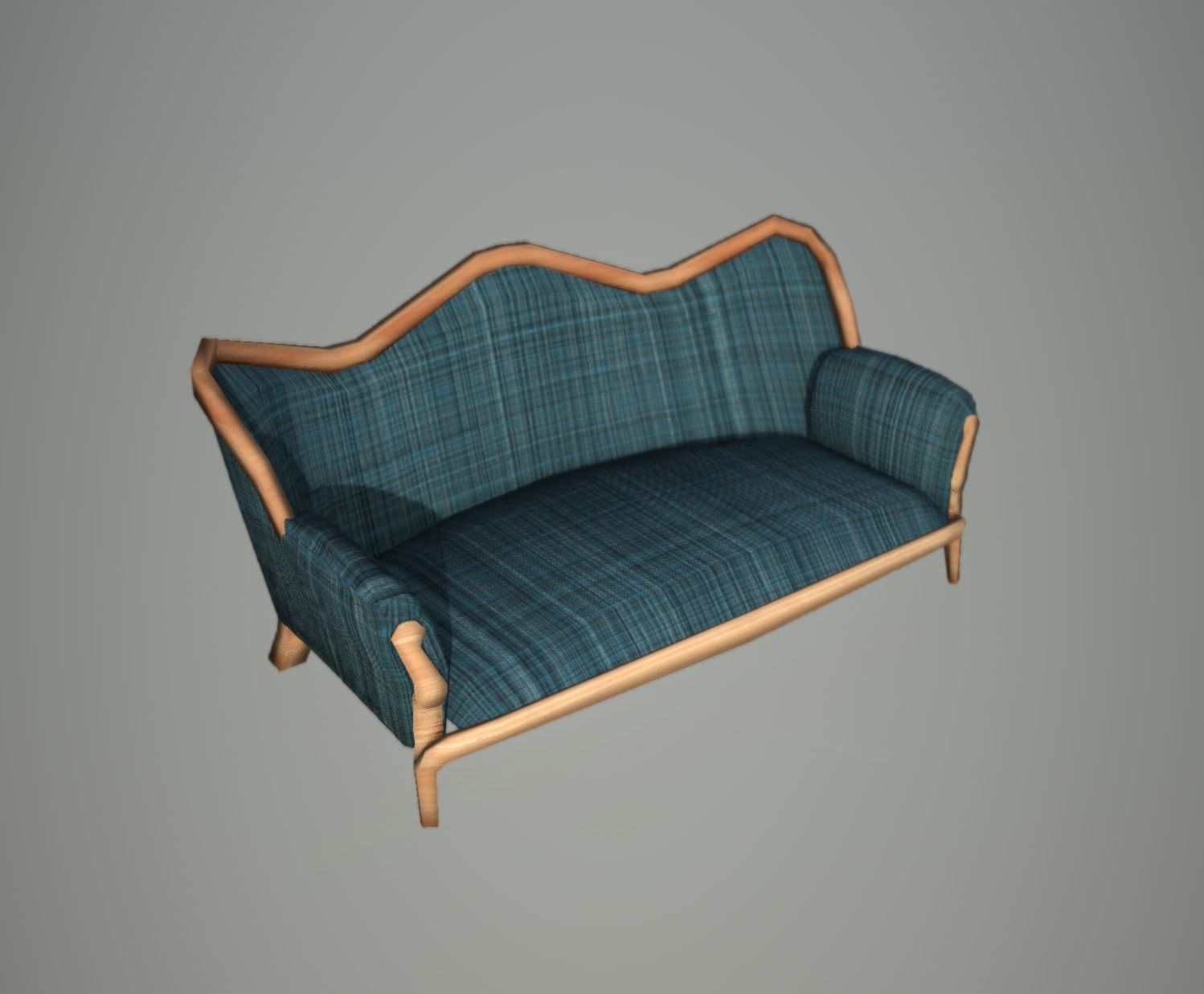 Antique Sofa LP PBR game ready 3x materials Low-poly 3D model_1