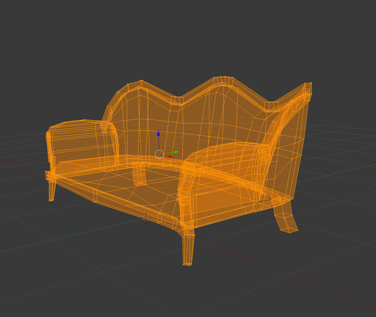Antique Sofa LP PBR game ready 3x materials Low-poly 3D model_6