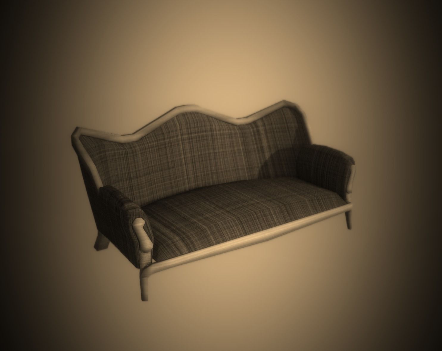 Antique Sofa LP PBR game ready 3x materials Low-poly 3D model_5
