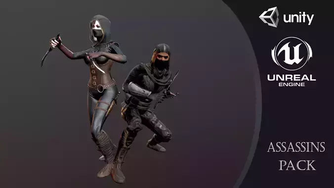 Assassins PACK Low-poly 3D model