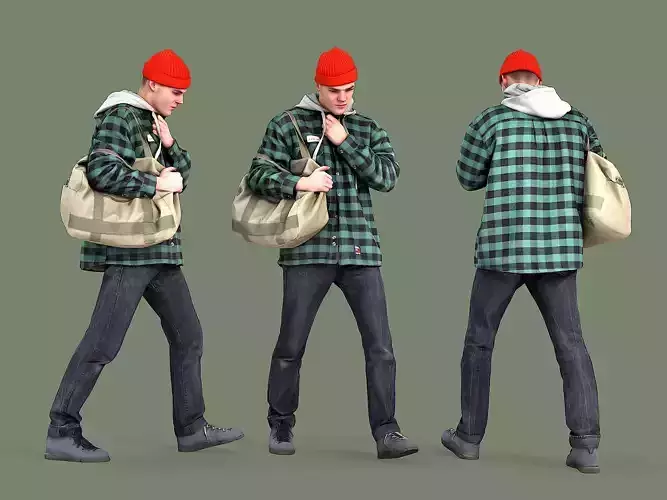 Guy in the Fire Hat Is Walking 3D model