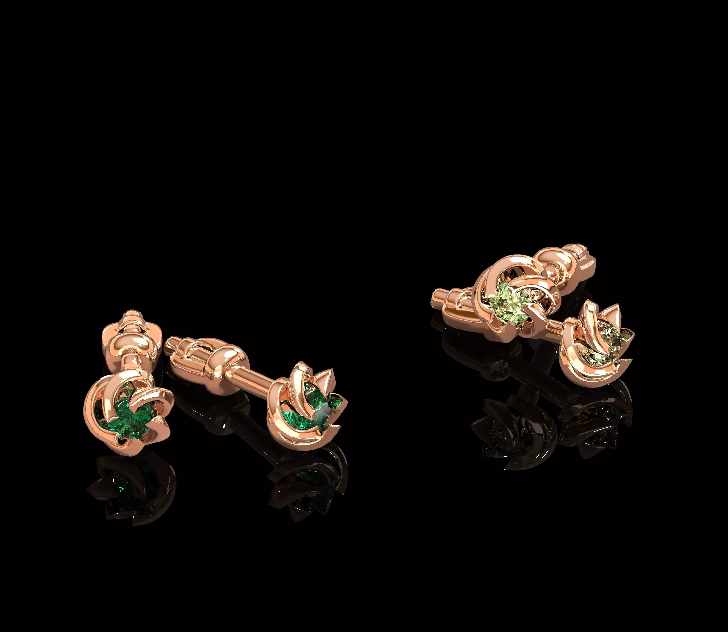 Earrings sapphire cufflinks 3D print model_0