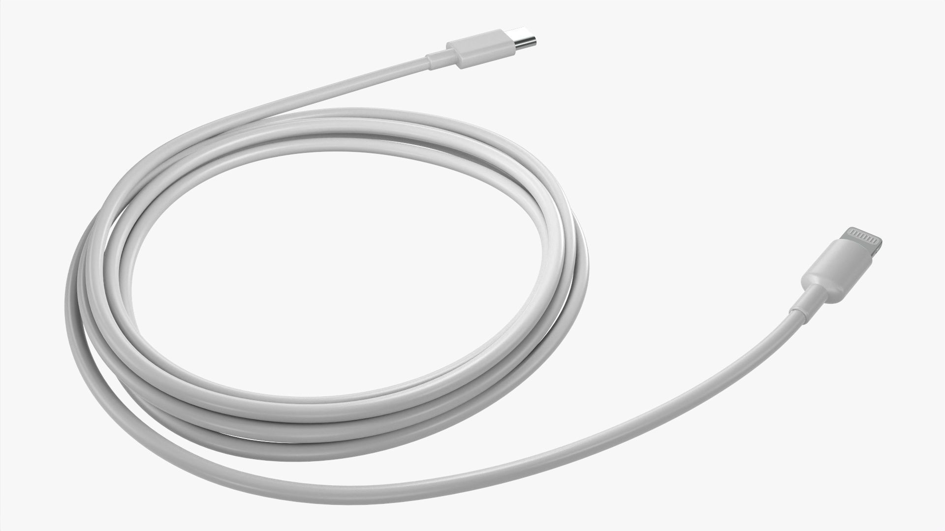 White Lightning to USB C cable 3D model_1